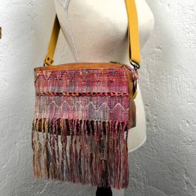 Boxy-Bag Fransen cognac
