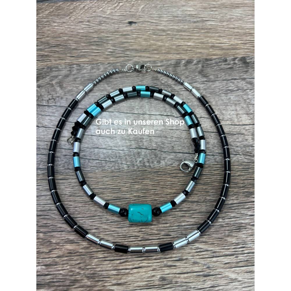 Schwarze eloxierte Aluminium & Edelstahl Walzenkette Choker – Handgefertigte Herren & Damen Halskette, 55cm, Karabinerverschluss Bild 7