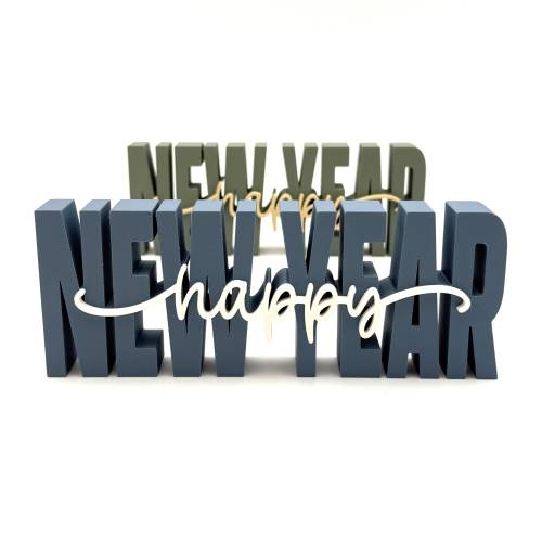 3D Schriftzug Silvester, HAPPY NEW YEAR, versch. Farben zur Auswahl, 3D Druck, ideal zu Silvester o. Neujahr, zur Deko
