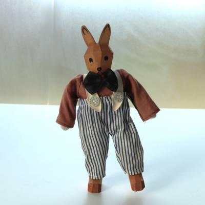 Vintage Vater Hase beweglich Holzfigur Puppe Hubao Osterschmuck Ostern Hasenmann Rabbit 