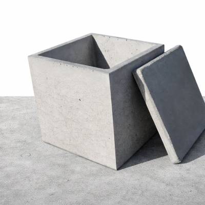 Beton Box Cubo Piccolo mit Deckel – Aufbewahrungsbox aus Beton, modernes Design