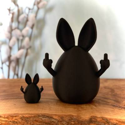 Freches Osterei, Mittelfinger, frecher Hase mit Haltung, 10cm oder Minis im 10er Set, witzige Osterdeko Hasenei