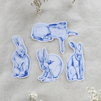 Geschenkaufkleber Hasen Sticker Set - 4 Stück