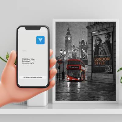 Wlan QR Code Bild – WiFi QR Poster – London Style Bus Gäste Wlan – Digital Download