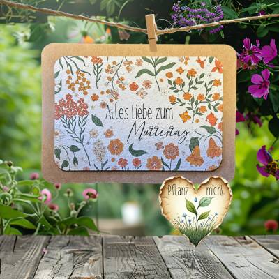 Einpflanzbare Muttertagskarte aus Samenpapier | Karte zum Muttertag | nachhaltige Grußkarte mit Wildblumen
