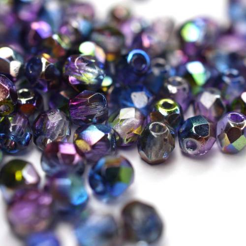 50 Stück Glasperlen 4mm |  Crystal Magic Blue