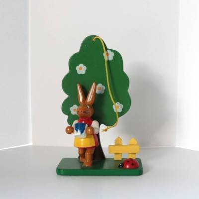 Vintage Osterschmuck Holzfigur Osterhase Kunsthandwerk Holz Hase zu Ostern Strauchschmuck