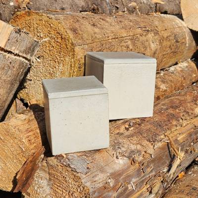 Beton Box Cubo Grande mit Deckel – große würfelförmige Aufbewahrungsbox aus Beton