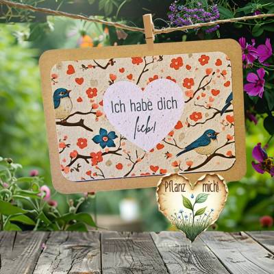 Einpflanzbare Muttertagskarte aus Samenpapier | Karte zum Muttertag | nachhaltige Grußkarte mit Wildblumen