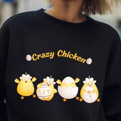 Crazy Chicken Sweatshirt, Hühner Sweatshirt, Crazy Chicken Sweater, witziges Huhn Sweatshirt
