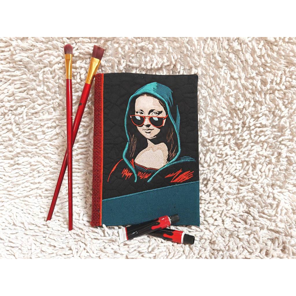 Mona Lisa Lichteffekt 18x18cm bzw. 20x20cm Stickdatei – Streetstyle Kunst für schwarze Stoffe Bild 5