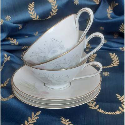 Vintage 3 x Kaffeetasse mit Unterteller Rosenthal Bettina Elfenbein Pariser Frühling