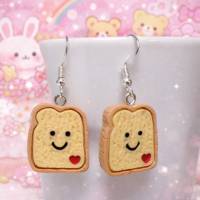Toast Ohrhänger aus 925 Silber oder versilbert – Kawaii Frühstück Ohrringe aus Resin