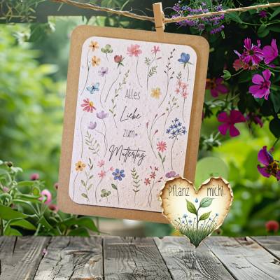 Einpflanzbare Muttertagskarte aus Samenpapier | Karte zum Muttertag | nachhaltige Grußkarte mit Wildblumen