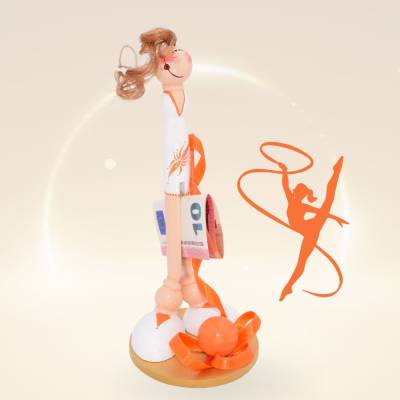 Geldgeschenk Rhythmische Sportgymnastik – Handgemachte Figur mit Ball und Band, personalisierbar