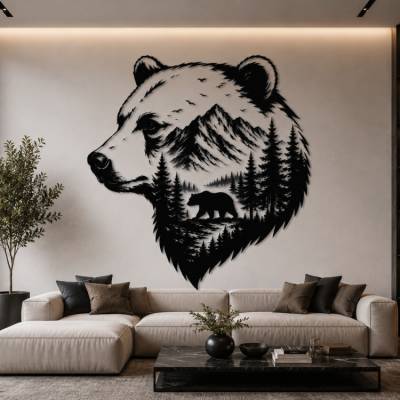 Bär Waldlandschaft SVG Datei | Mountain Bear Laserdatei | PNG PDF Download | Cricut xTool Vorlage