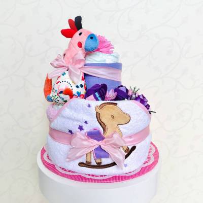 Windeltorte Pferdchen rosa zur Geburt