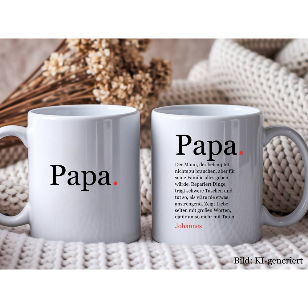 Papa Tasse Definition | Minimalistischer Kaffeebecher | Vatertag Geschenk | Wörterbuch Stil | Modernes Design