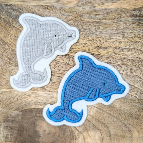 Patch / Aufnäher Delfin – Bügelbild Meerestier für Kinderkleidung, Rucksack oder DIY – verschiedene Größen & Farben