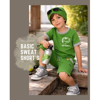 Basic Sweat Shorts Kinder Grün, Sommerhose Unisex Kinderhose für Jungen und Mädchen, Sweathose kurz Sommer einfarbig
