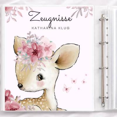 Süßer Ordner für Zeugnisse | Reh | Einschulung & Schulanfang Geschenk | 26-61