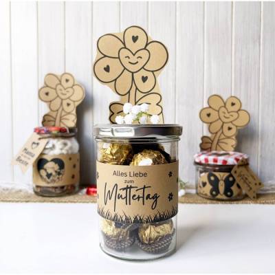 DIY Muttertagsgeschenk PDF – Bastelvorlage Glas, Printable Geschenkidee für Mama, Last Minute Upcycling