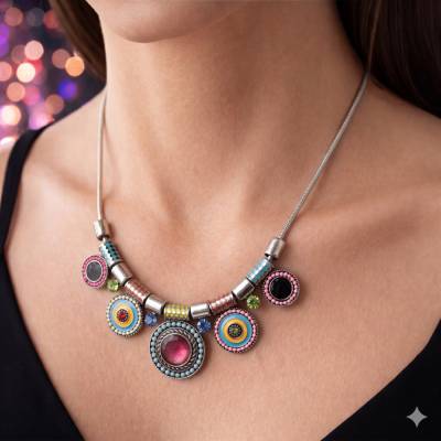 Bunte Boho Kette  – Collier im Ethno-Statement-Style