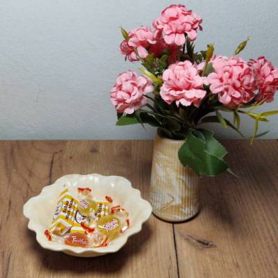 Handgefertigtes Deko-Set aus Raysin 200 – Marmorierte Vase & Schale, wasserdicht, Boho Deko
