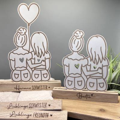 Holzaufsteller Freundin Schwester Herzensmensch wählbarer Spruch Deko Geschenk
