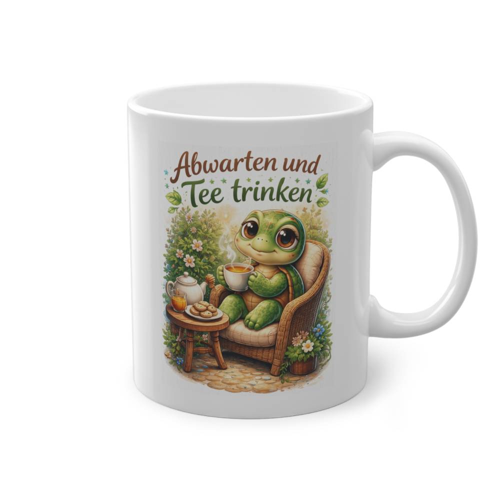 Abwarten und Tee trinken - Tasse lustig Tee Spruch Geschenk Kollegin Büro Schildkröte Bild 2