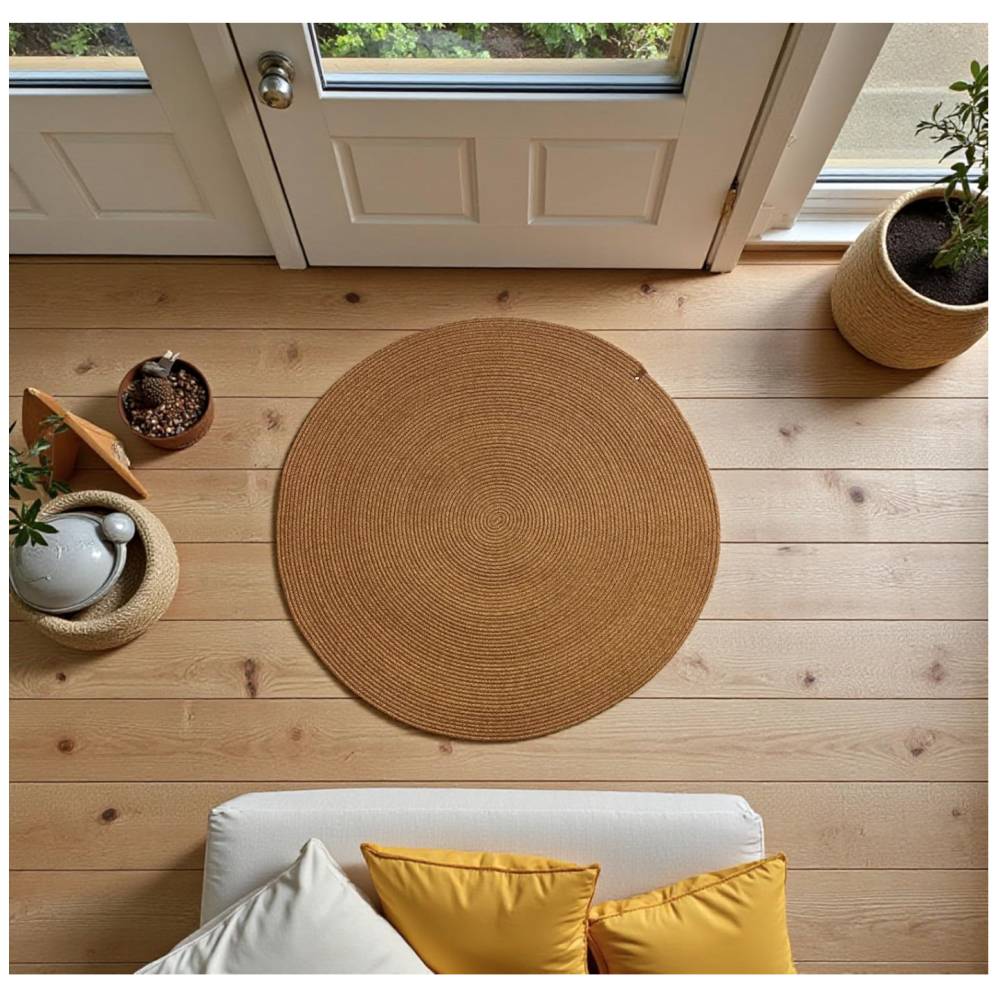 Boho Rund Teppich in Jute-Optik – Skandinavischer Stil Bild 1