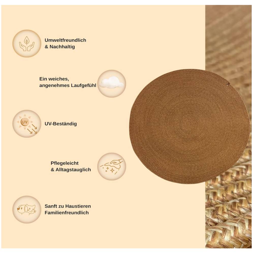 Boho Rund Teppich in Jute-Optik – Skandinavischer Stil Bild 5