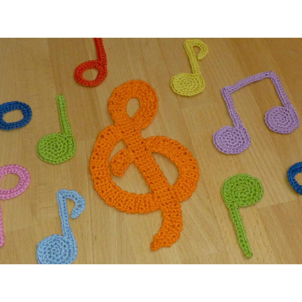 Häkelanleitung Applikationen Violinschlüssel und Noten, pdf-Datei Bild 4