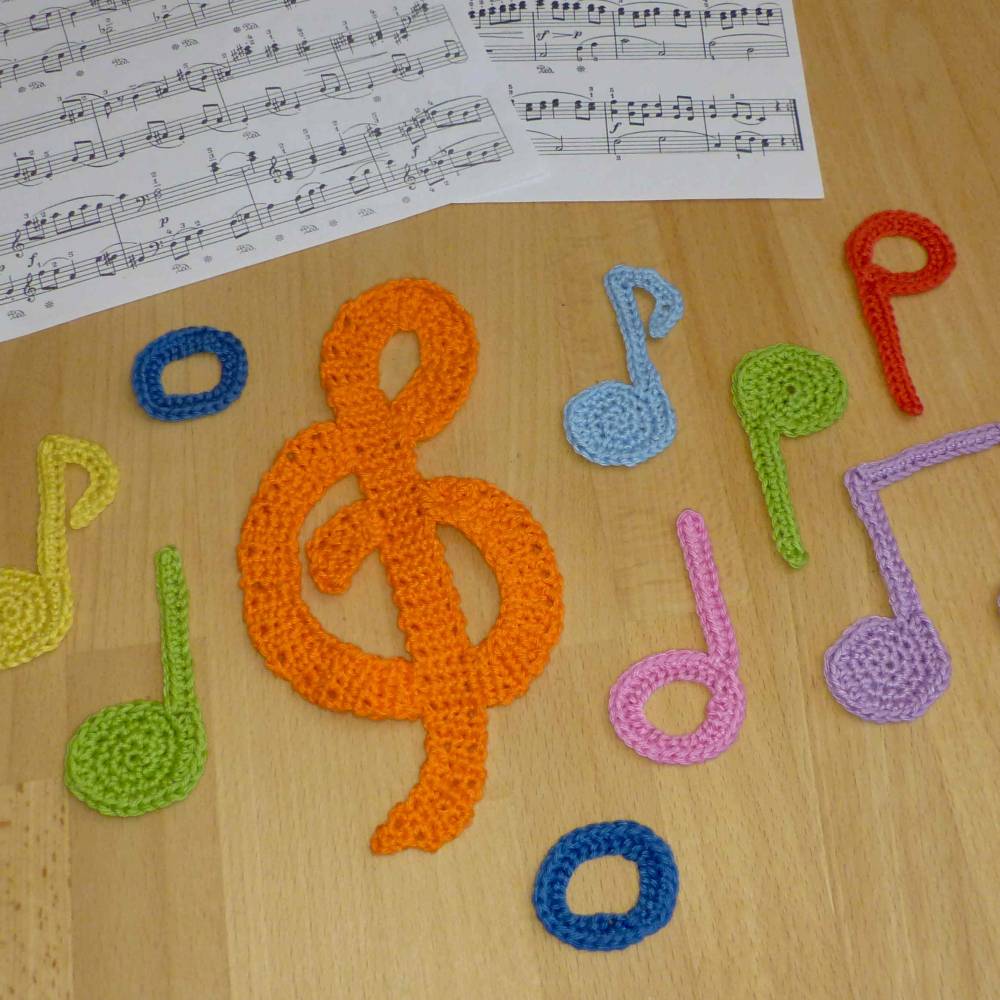Häkelanleitung Applikationen Violinschlüssel und Noten, pdf-Datei Bild 6