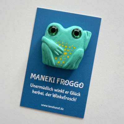 Maneki Froggo winkt Glück herbei, Winkefrosch, starker Kühlschrankmagnet, Winkekatze, Glücksbringer,