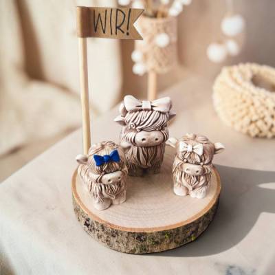 Highland Cow Set: Mama & Kind – Individuelle Familien-Deko