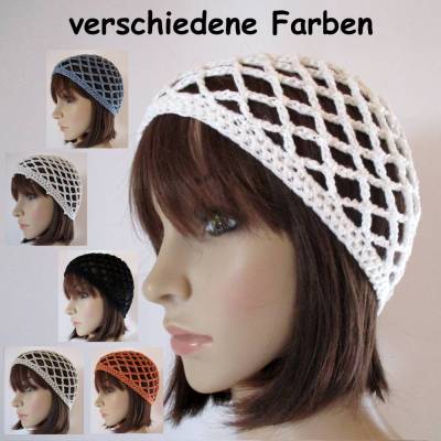 Luftig leichte kurze Mütze, verschiedene Farben, seidig glänzendes Garn, stylisch und modern, Netzmütze