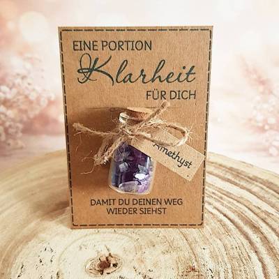 Geschenk personalisierbar Glücksbringer Karte Klarheit & Ruhe, kleine Aufmerksamkeit schenken, Mutmacher, Edelstein