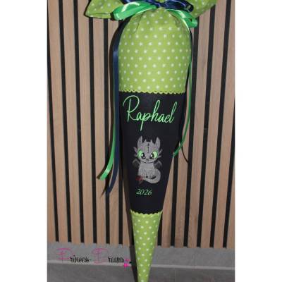 schultüte junge,schultüte grün blau,schultüte jungs mit name Motiv ohnezahn,schultüte personalisiert Kisseninlett