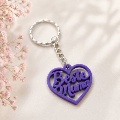 Herz Schlüsselanhänger „Beste Mama“ – Geschenk für Mama
