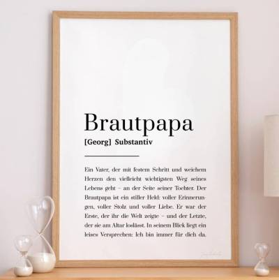 Poster Brautpapa personalisiert – Vater der Braut Geschenk, Danke für Papa Hochzeit, Brautvater, Hochzeitsgeschenk Vater