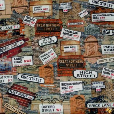 22,00 EUR/m Meterware Michael Miller City Streets London US-Designerstoff für Kissen Taschen