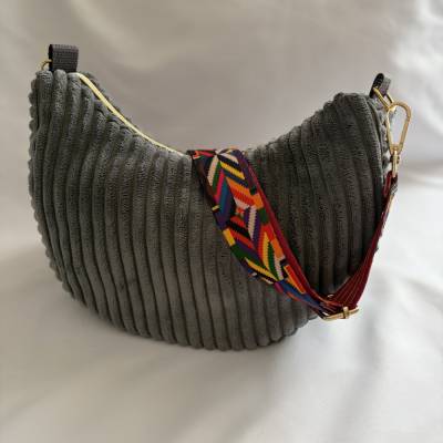 Moonbag Bananentasche aus Cord – Rippendesign, grau, vielseitig & geräumig