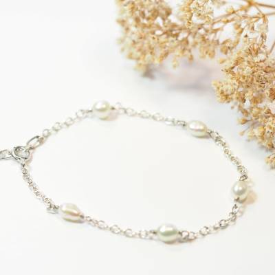 Armkette aus 925 Silber mit Süßwasser Perlen