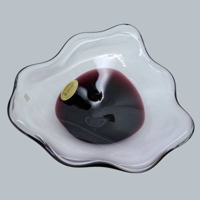 Vintage Glasschale Docter Glashütte Gehlberg 1960er Handarbeit weinroter Kern