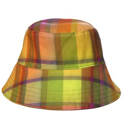 Wendbarer Sommerhut Bucket Hat Karo Bunt Unisex L – Handgemacht aus Baumwolle