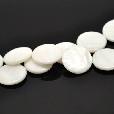 5 Stück Perlmuttperlen 25 mm weiß Perlmuttscheibe B1-0334