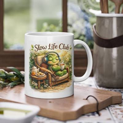 Slow Life Club - Tasse Schildkröte Tee Achtsamkeit Geschenk Entspannung