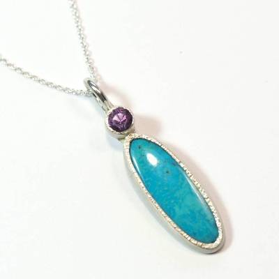 Türkis Amethyst Anhänger in Silber gefasst