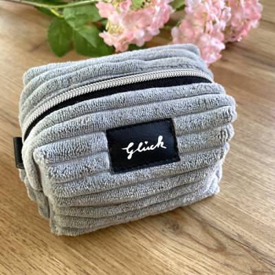 Mini-Schminktäschchen Boxi-Bag Kosmetiktäschchen Tampontäschchen weich grau rosègold  